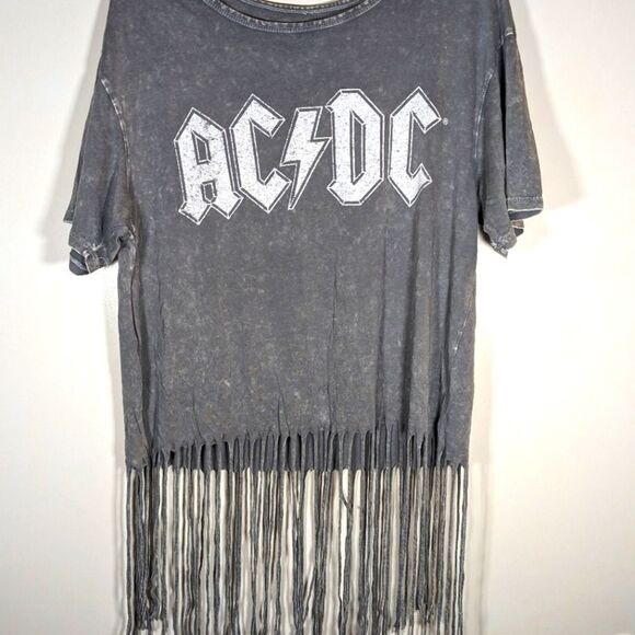 AC/DC Grey Classic Rocker T With Fringes Short Sleeves Size XL - Picture 1 of 5